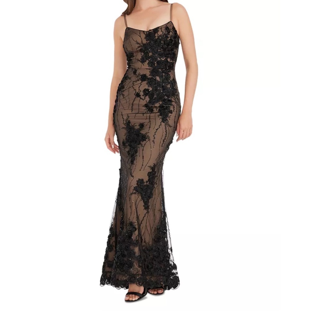 Dress‎ The Population - Giovanna Floral Mesh Appliqué Gown